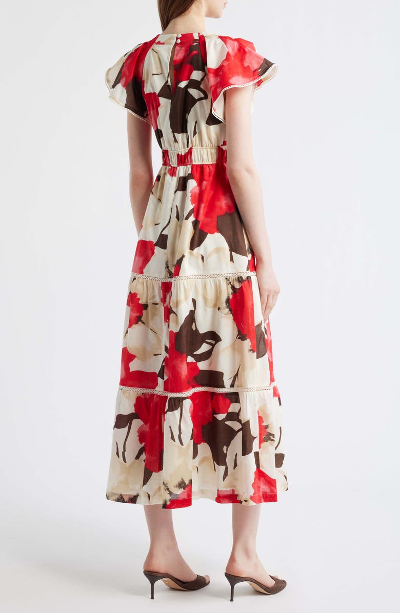 Anne Klein Floral Print Tiered Midi Dress, Alternate, color,