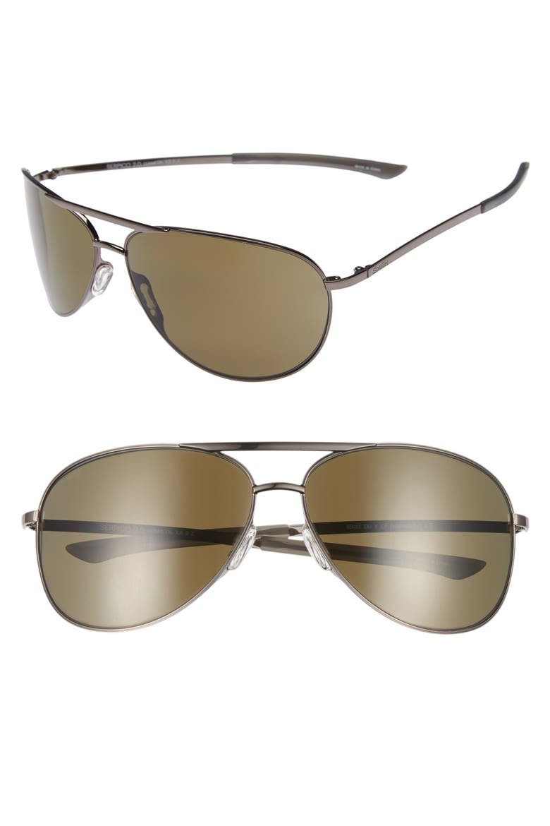 Serpico Slim 2.0 65mm ChromaPop™ Polarized Aviator Sunglasses, Main, color, GUNMETAL/ GREY POLAR