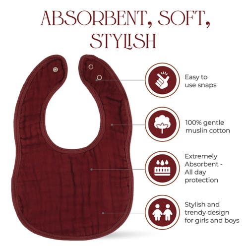 Comfy Cubs Muslin Bibs In Wine