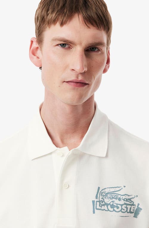 Lacoste Classic Fit Stencil Logo Cottion Polo In White