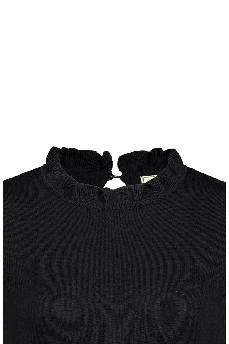 Women's Organic Ruffle Neck Sweater Dress, Alternate, color, Black Ruffle Neck