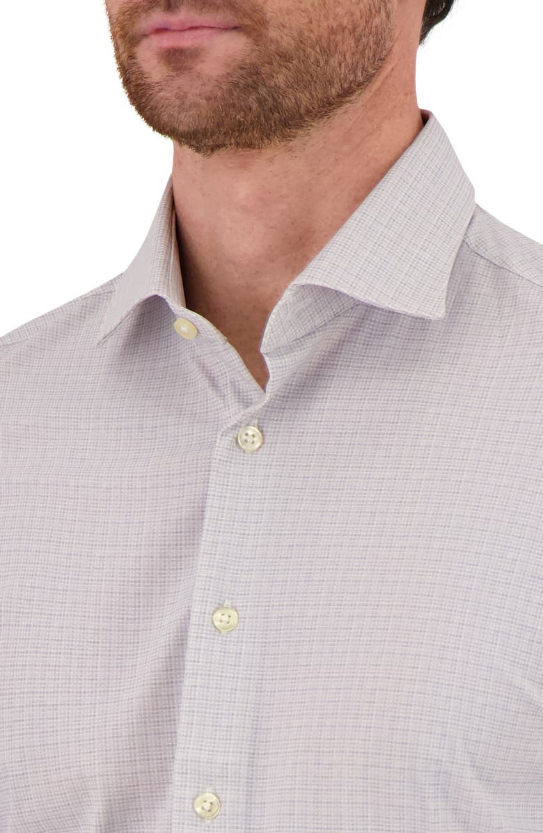 Victor Emmanuel Micro Check Print Tech Stretch Dress Shirt, Alternate, color, Grey