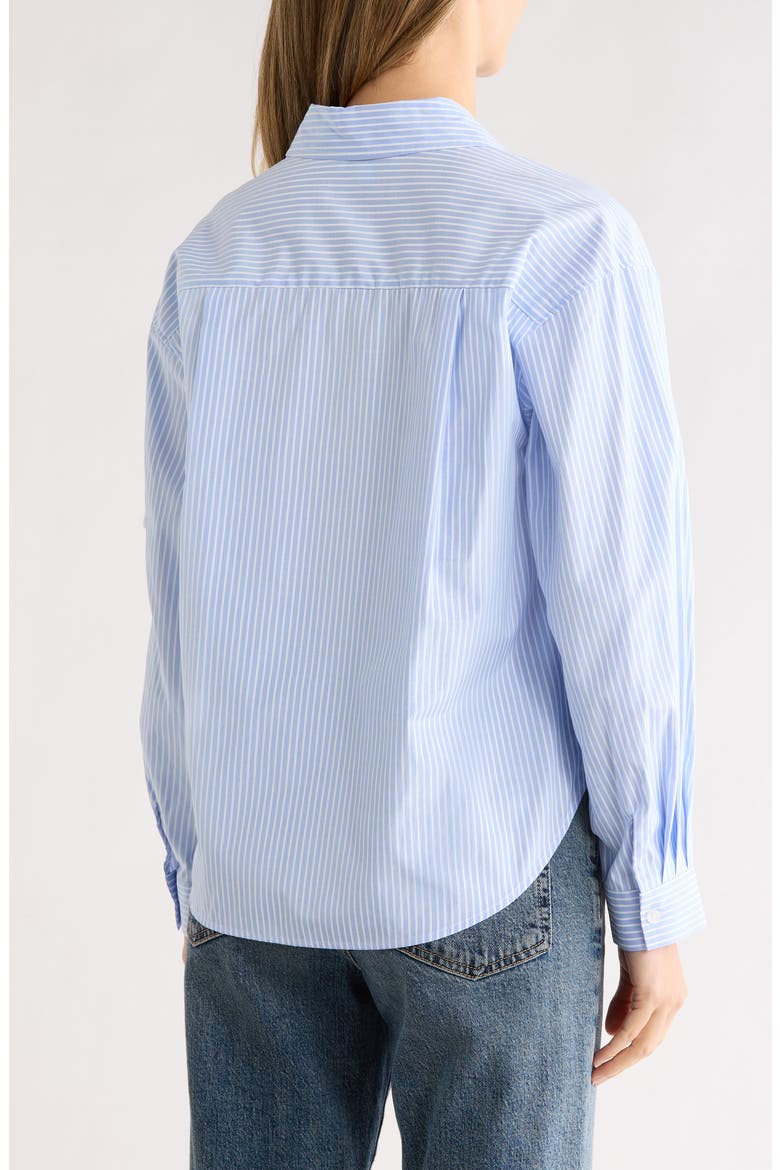 Floral Appliqué High-Low Button-Up Shirt, Alternate, color, WHITE/ LIGHT BLUE