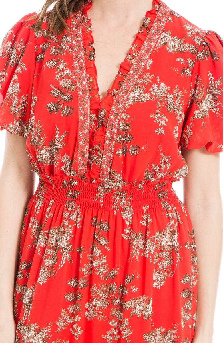 MAX STUDIO Short Sleeve Tiered Georgette Maxi Dress, Alternate, color, Redmpltl-Red Maple Toile