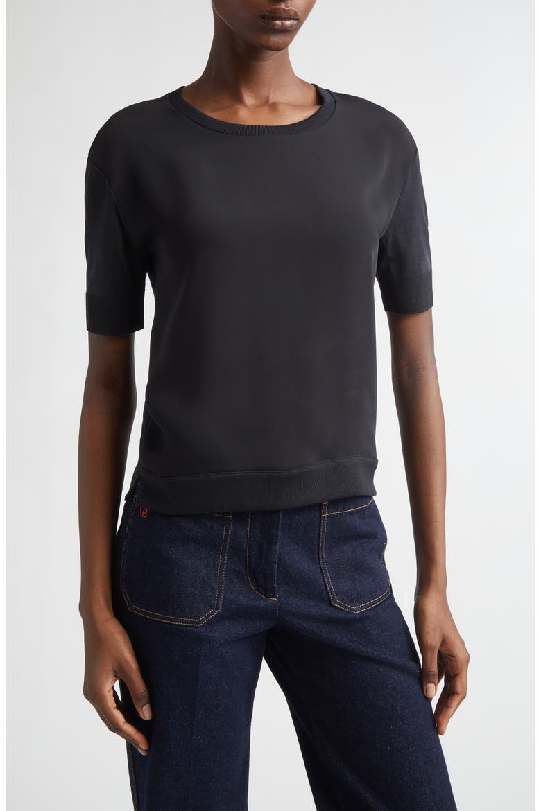 Glam Knit Crewneck T-Shirt, Main, color, 9300 BLACK