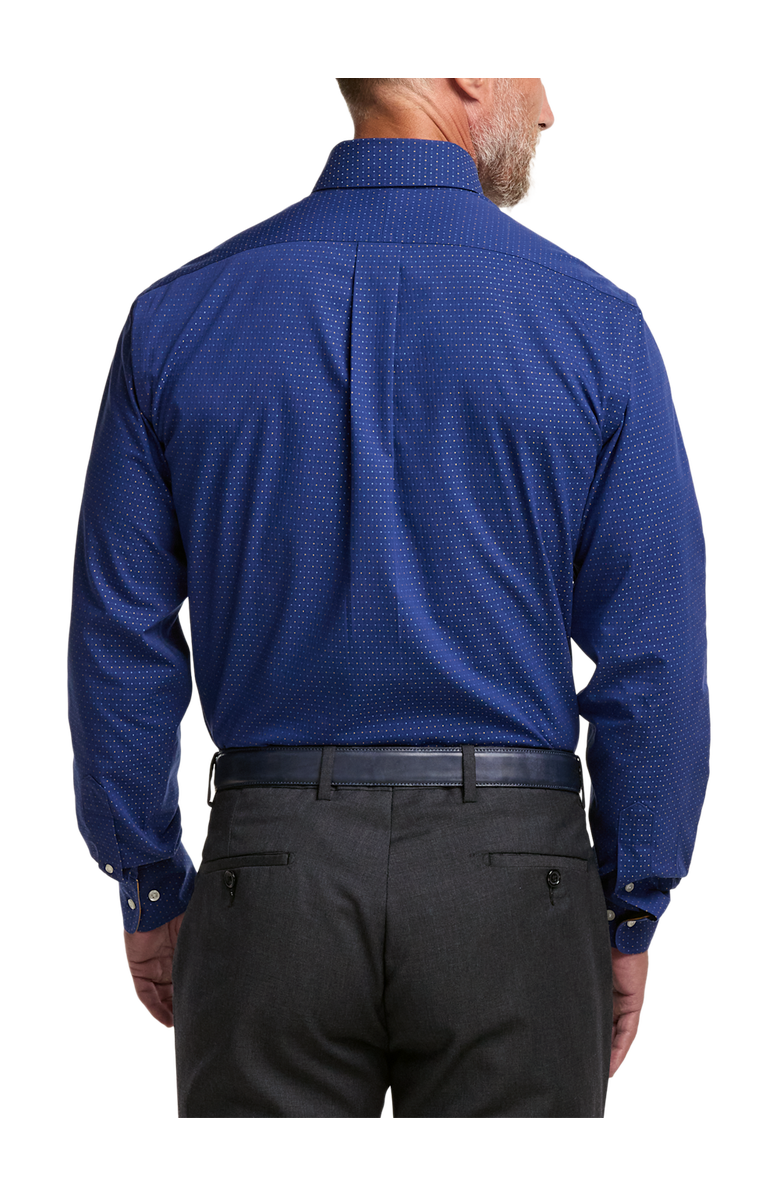 Paul Fredrick Slim Fit Comfort Stretch Non-iron Dot Dress Shirt With Contrast Trim, Alternate, color, Navy/Gold