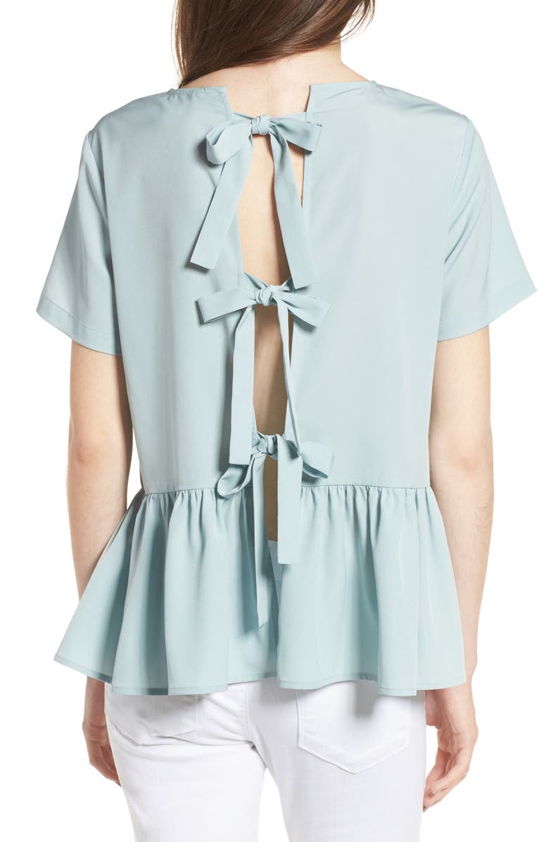 Hinge Tie Back Peplum Top, Alternate, color, 