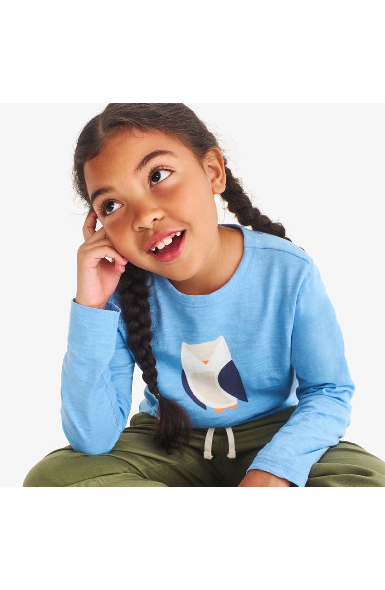 Primary Kids Long Sleeve Owl Tee, Alternate, color, Cornflower