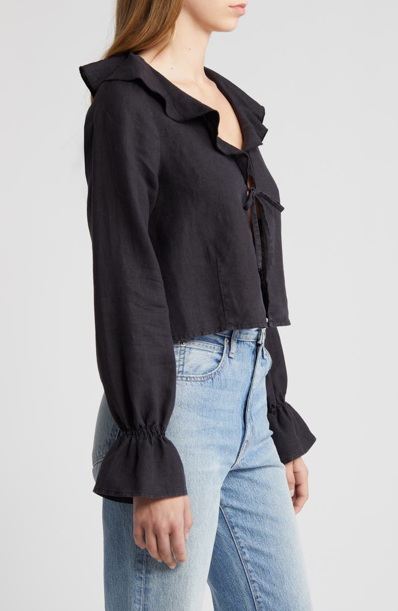 Nation LTD Camila Ruffle Tie Front Linen Top, Alternate, color,