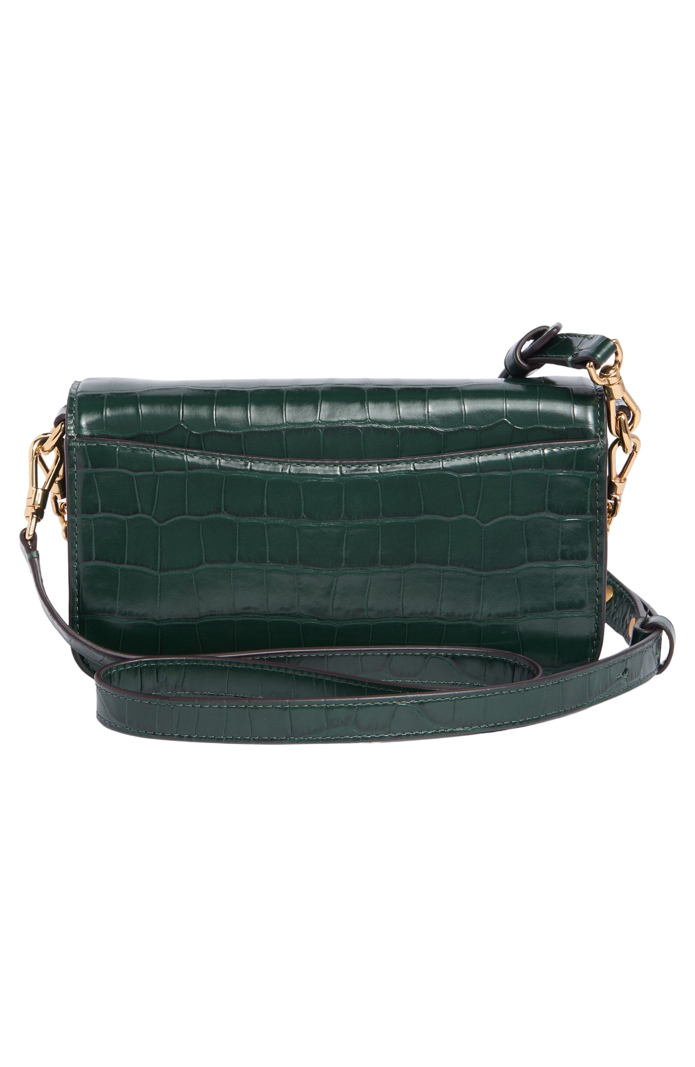 Small Croc Embossed Crossbody Bag, Alternate, color, ROCK GARDEN