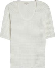 Lafayette 148 New York Mixed Stitch Short Sleeve Sweater