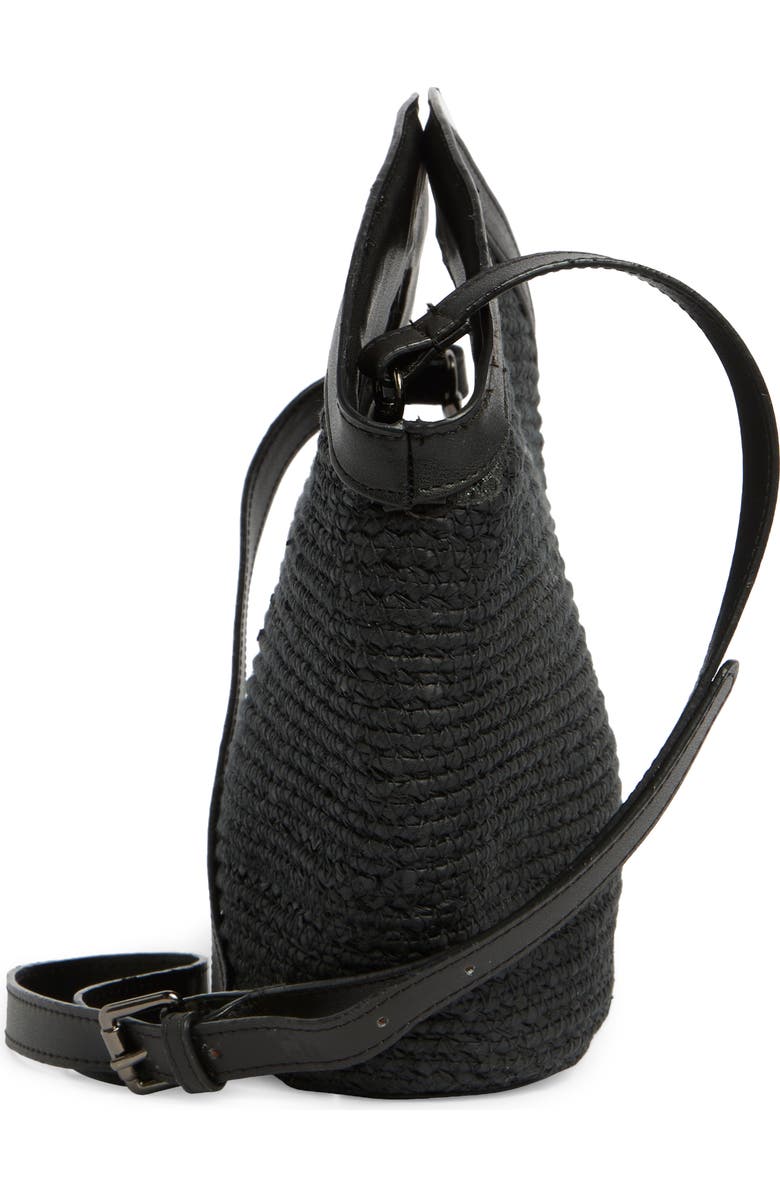 Collection XIIX Flared Cutout Handle Straw Bag, Alternate, color, Black