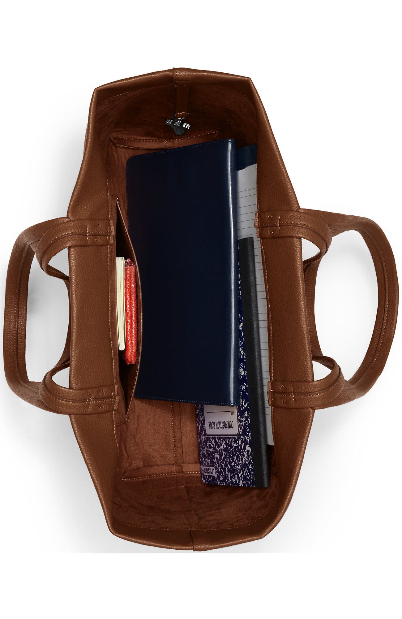Faux Leather Tote, Alternate, color, Dark Caramel