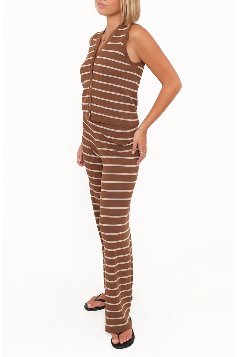 Juna Stripe Sleeveless Sweater & Pants Set, Alternate, color, BROWN/CREAM STRIPE