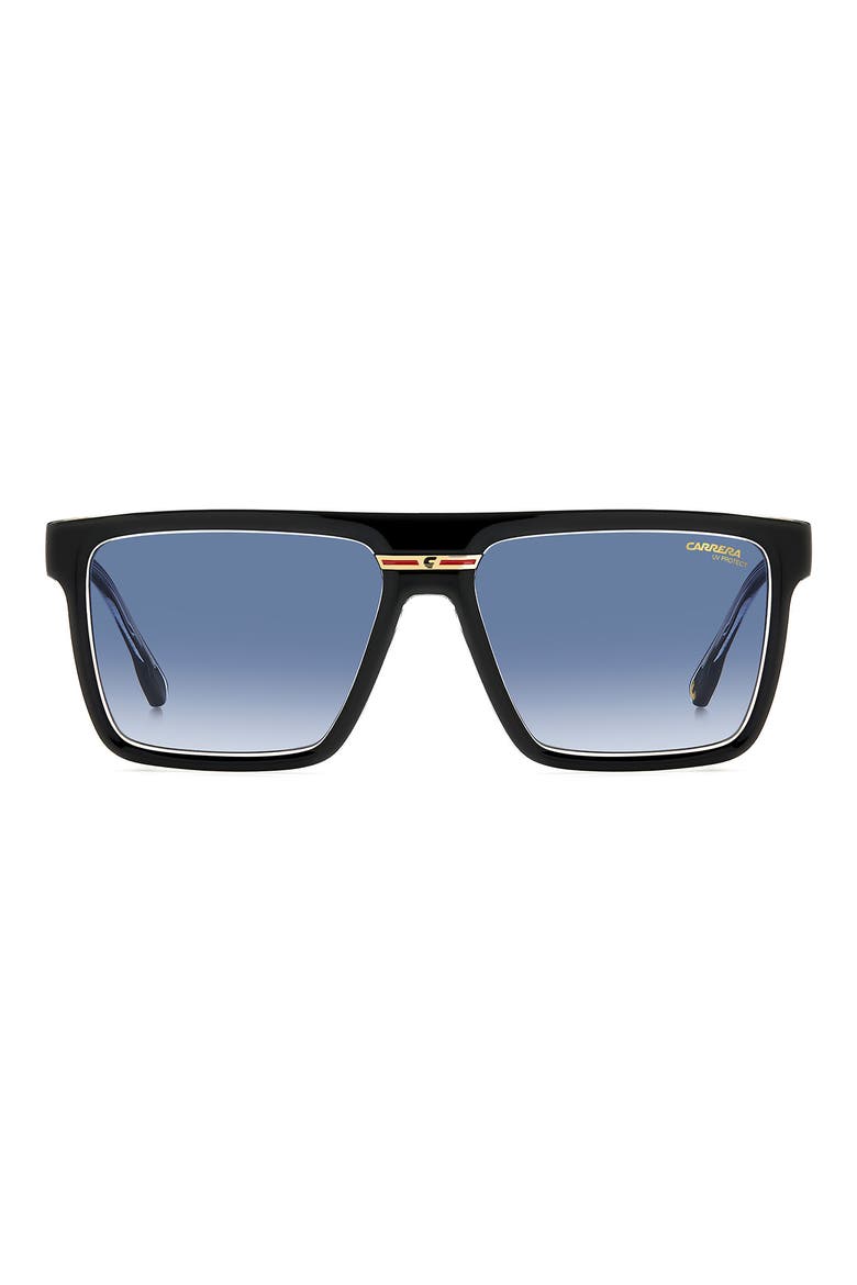 Victory 58mm Gradient Flat Top Sunglasses, Main, color, BLACK CRYSTAL/ BLUE SHADED