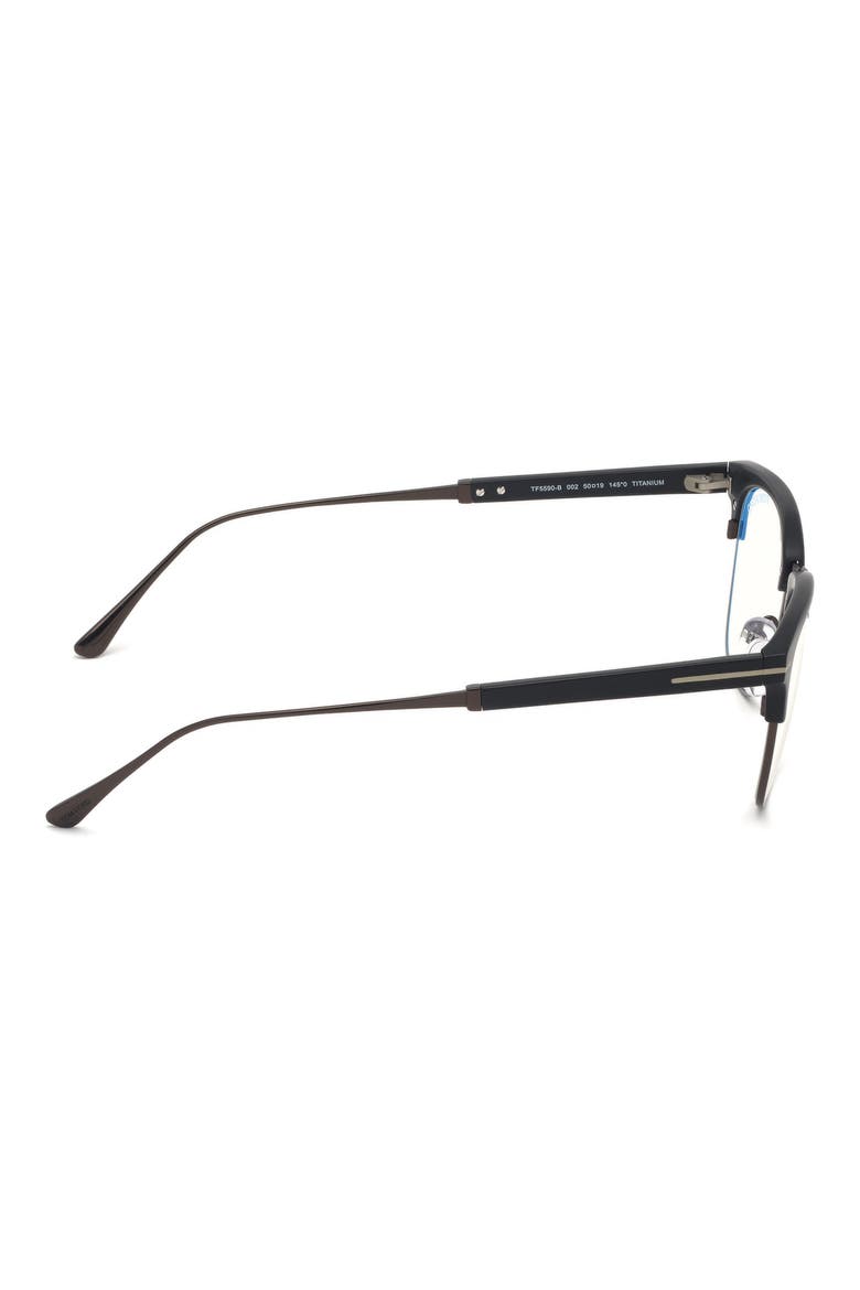 52mm Geometric Blue Light Blocking Optical Glasses, Alternate, color, BLACK RUTHENIUM / BLUE BLOCK