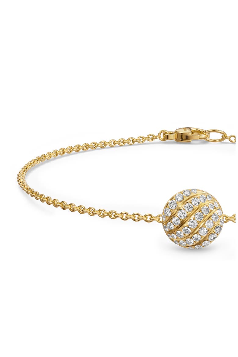 Sculpted Cable Center Station Chain Bracelet in 18K Yellow Gold with Diamonds, 10mm, Alternate, color, GOLD