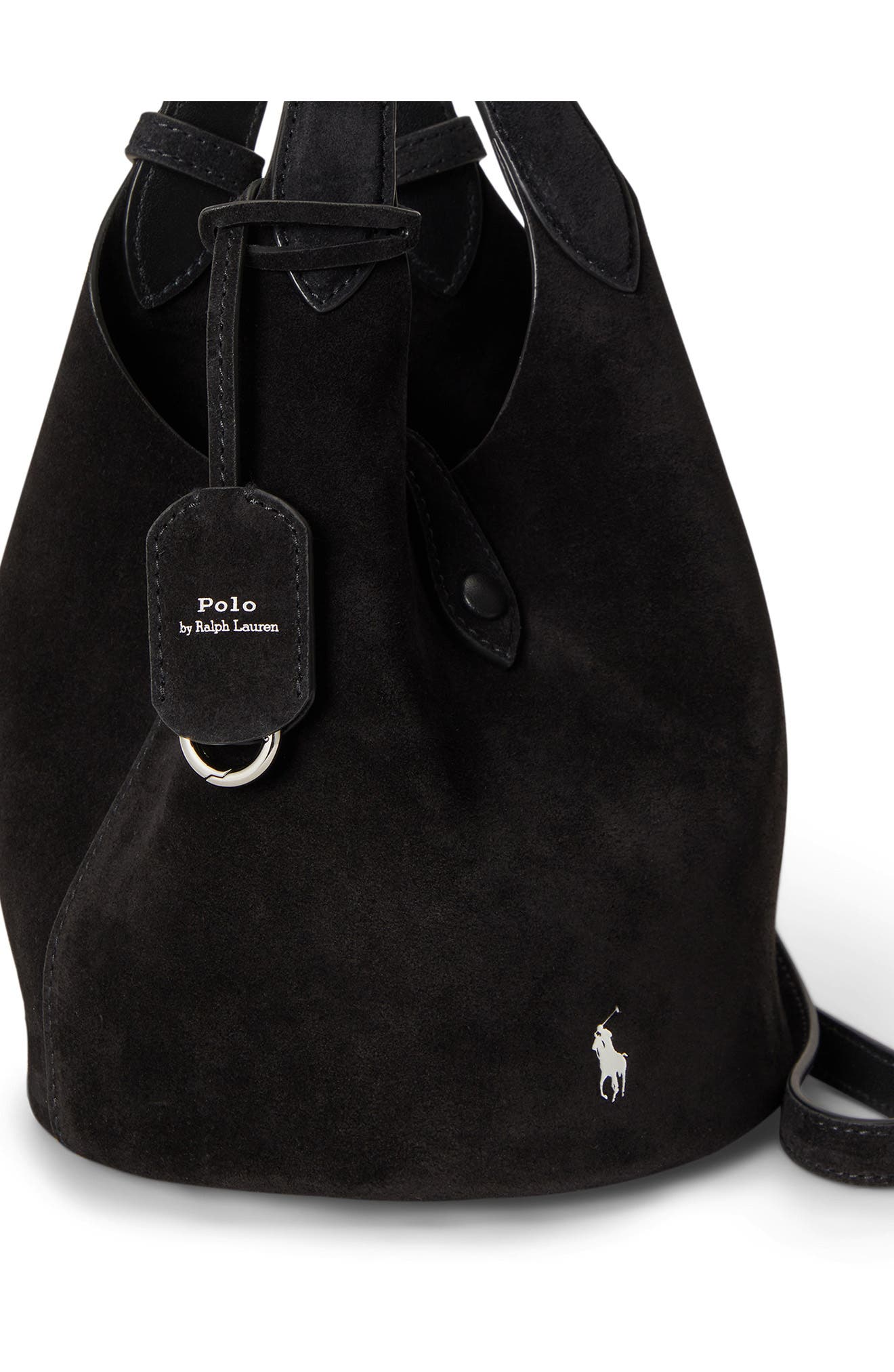 Small Polo Play Suede Tote, Alternate, color, BLACK