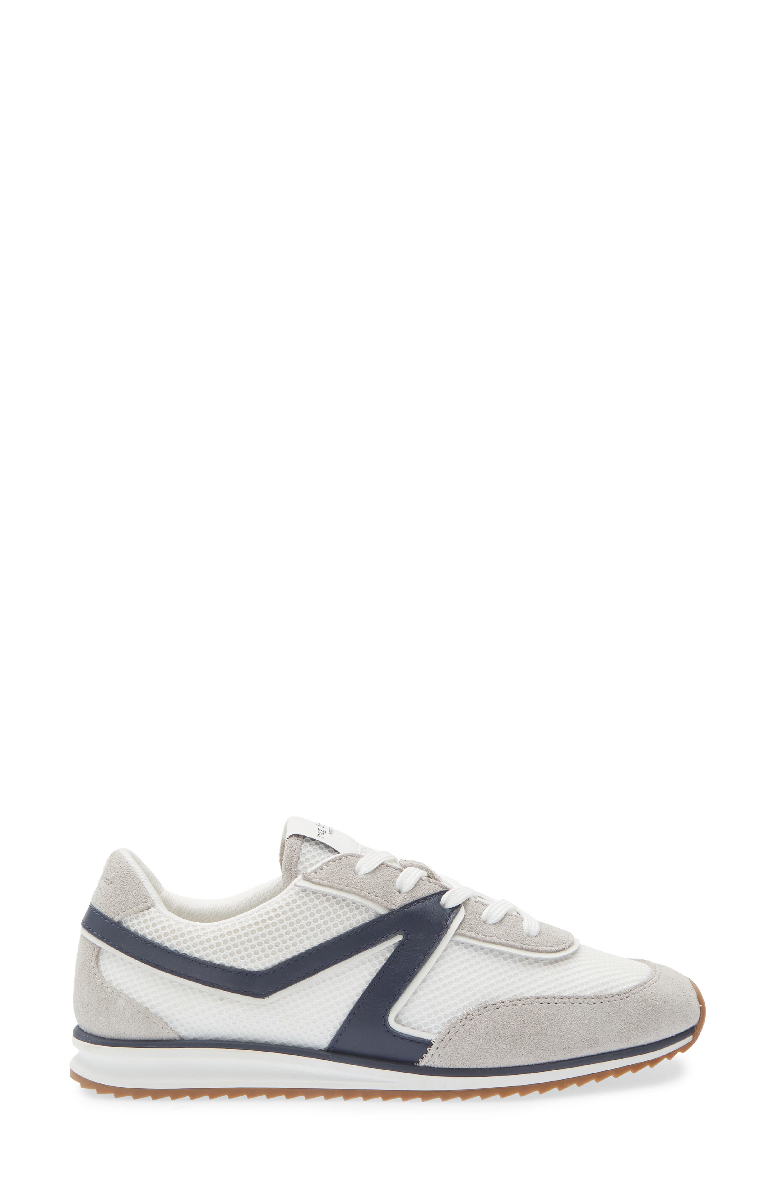 Retro Trainer Sneaker, Alternate, color, WHITE/ NAVY