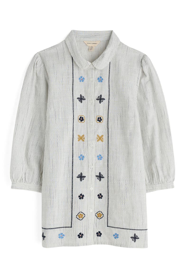 Hope Cottage Embroidered Organic Cotton Top, Alternate, color, SIMPLICITY STRIPE MARITIME