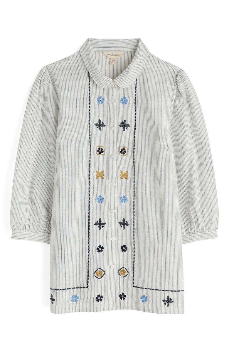 Seasalt Cornwall Hope Cottage Embroidered Organic Cotton Top, Alternate, color, Simplicity Stripe Maritime