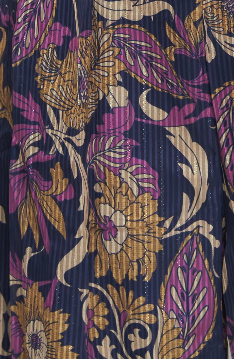 FLYING TOMATO Floral Plissé Jumpsuit, Alternate, color, Navy