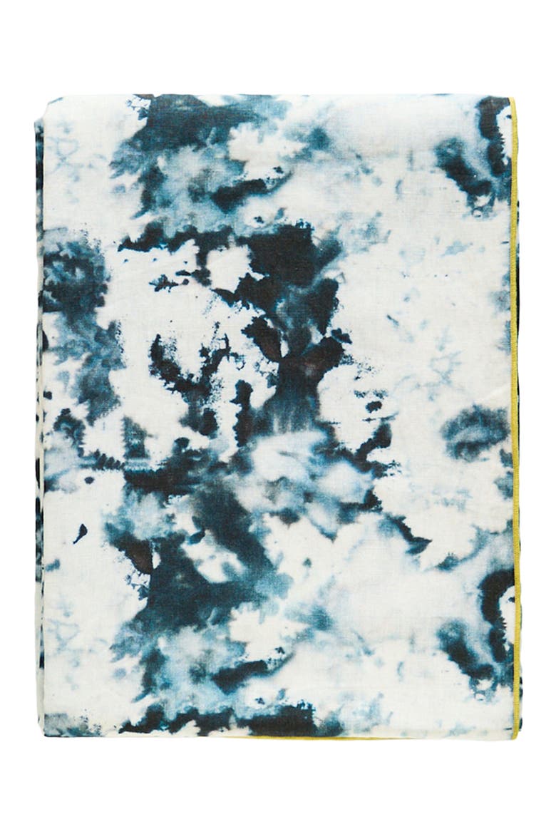 Grey Marble Tablecloth, Main, color, Gold Trim