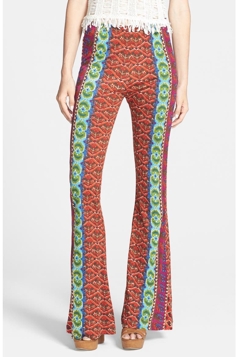 Print High Rise Bell Bottom Pants, Main, color, MULTI