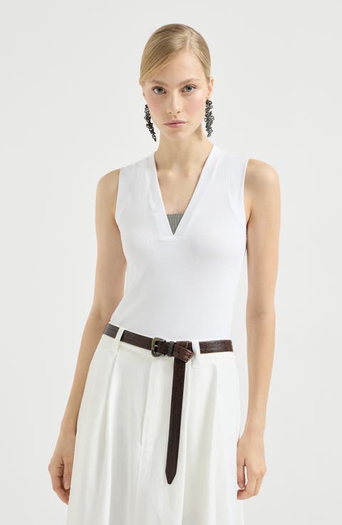 Ribbed jersey top