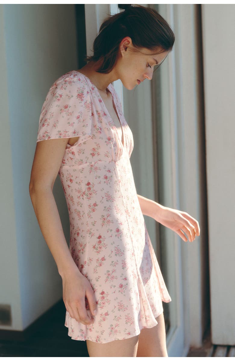 H&M Flared-skirt Viscose Dress, Alternate, color, Light Pink/Floral
