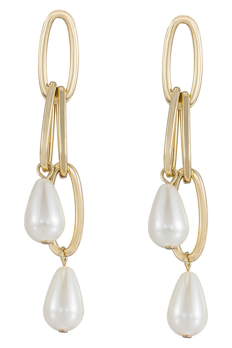 Freshwater Pearl Drop Earrings, Main, color, GOLD