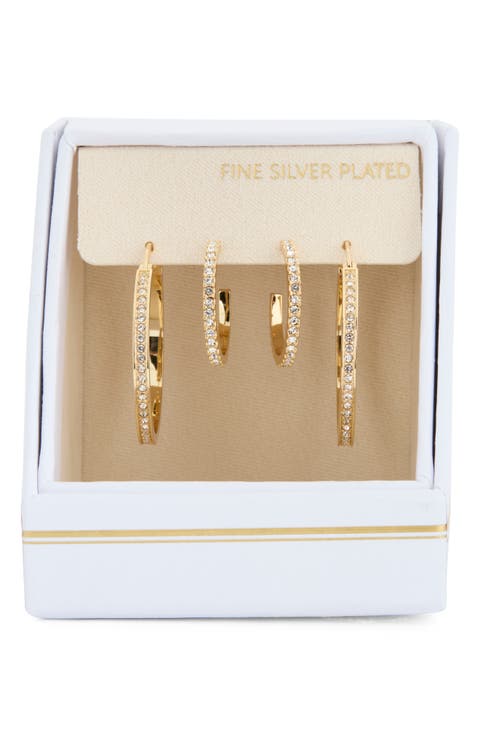 Set of 2 Cubic Zirconia Hoop Earrings