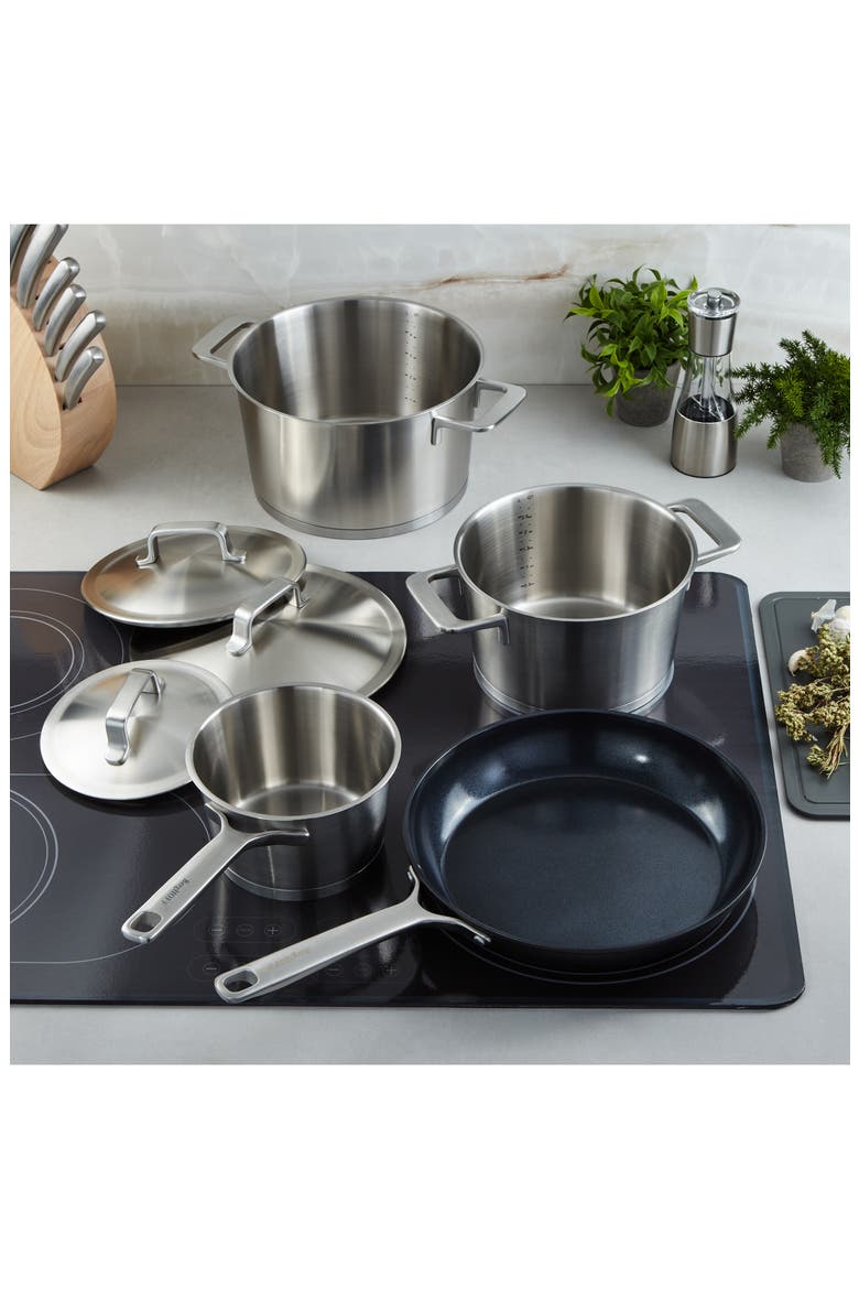 Dina Meta 7-Piece Cookware Set, Alternate, color, BLACK/SILVER