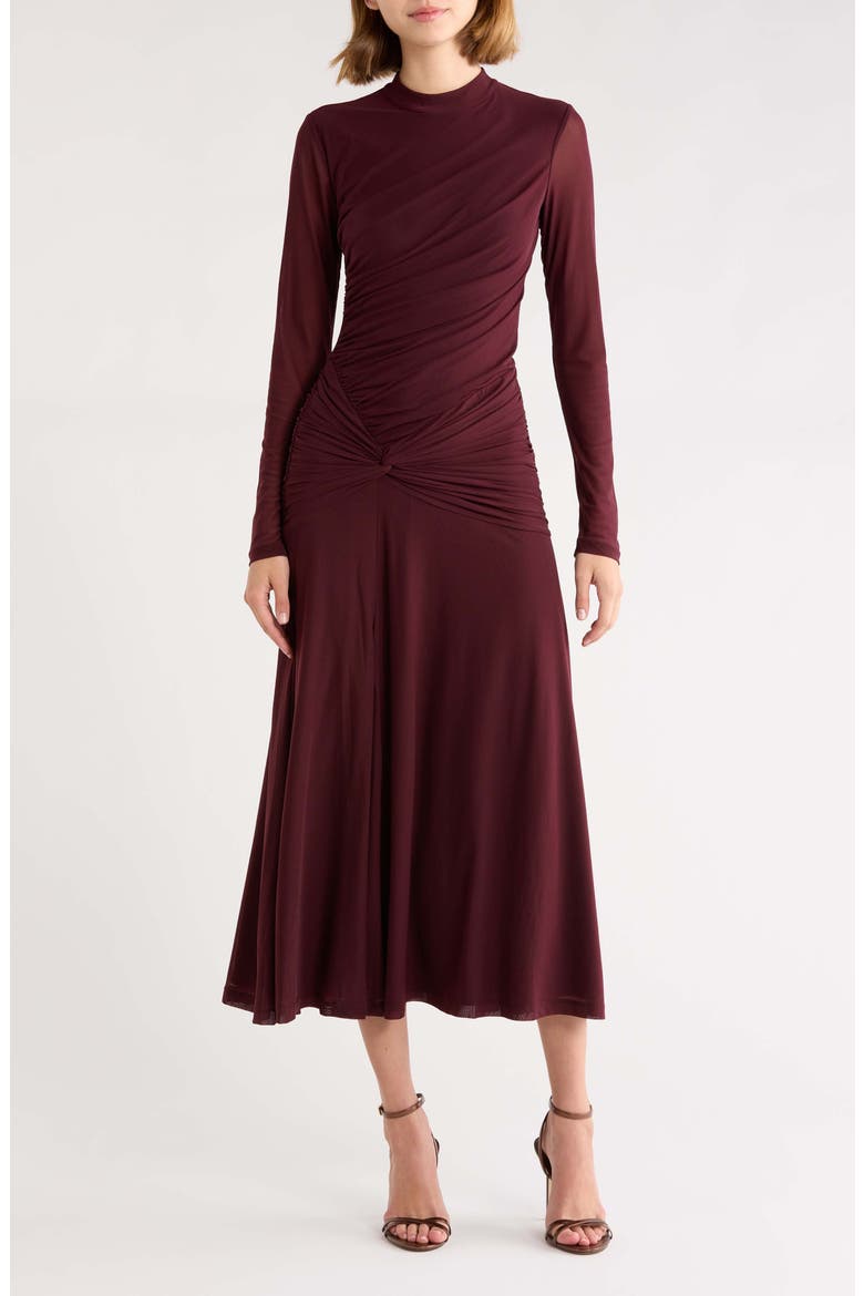 Selene Ruched Long Sleeve Dress, Main, color, RAISIN