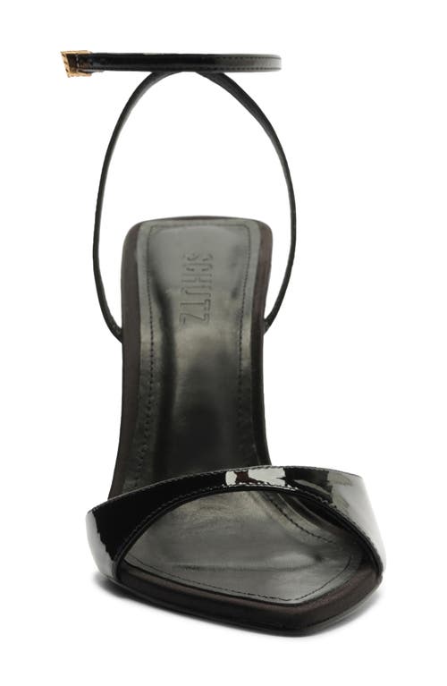 Schutz Elodie Ankle Strap Pointed Toe Wedge Sandal In Black