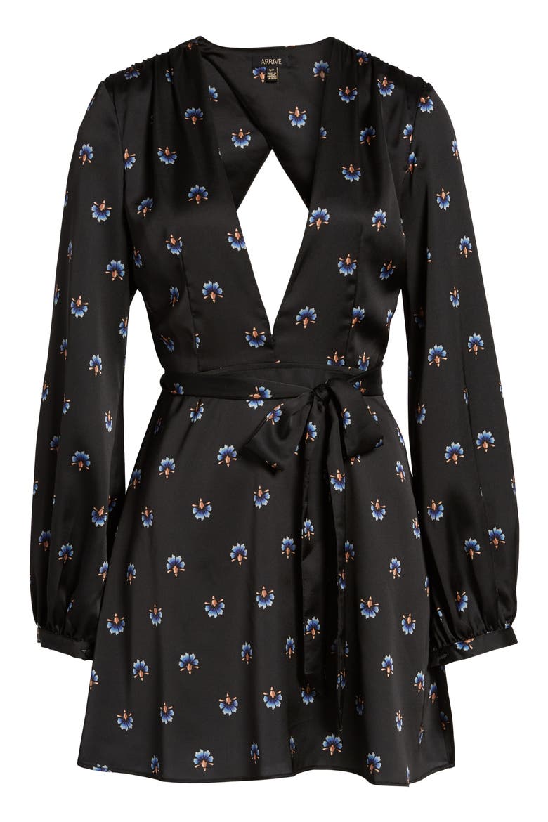 Piper Satin Open Back Dress, Alternate, color, FOULARD