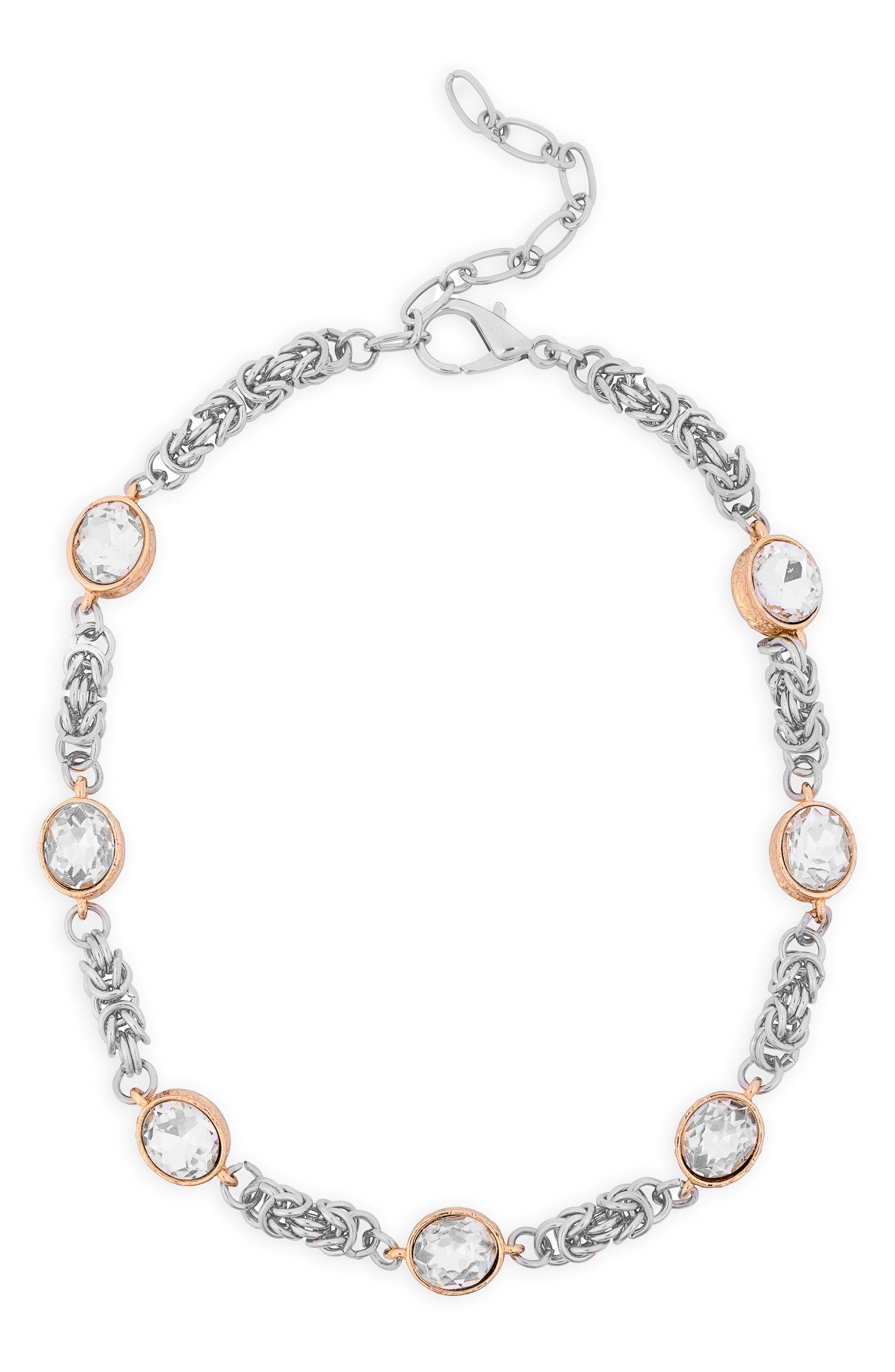Crystal Station Woven Chain Necklace