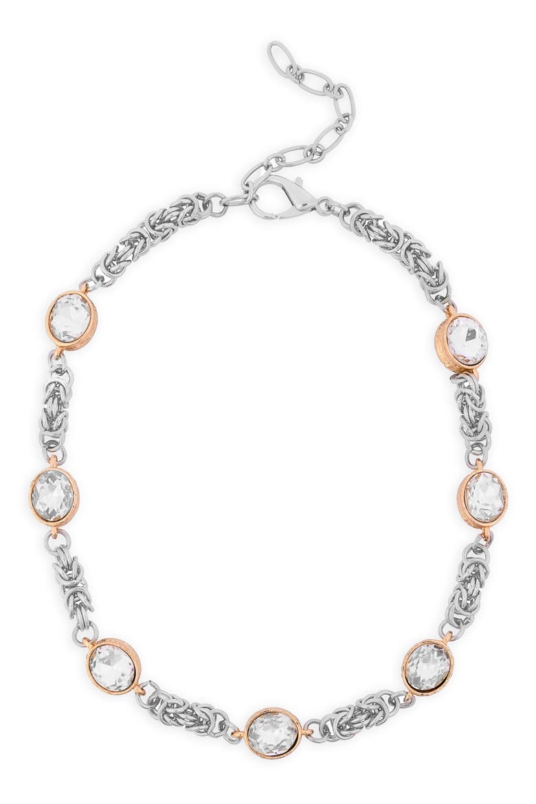 Crystal Station Woven Chain Necklace, Main, color, SILVER GOLD