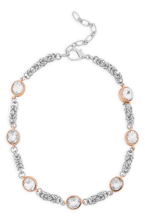 Crystal Station Woven Chain Necklace