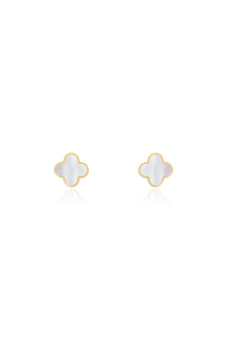 Mini Mother of Pearl Clover Stud Earrings, Alternate, color, Mother of Pearl