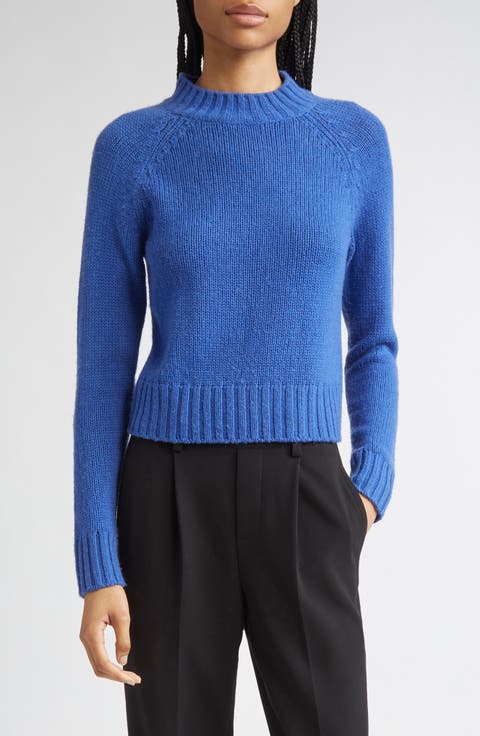 Raglan Sleeve Wool & Cashmere Crewneck Sweater
