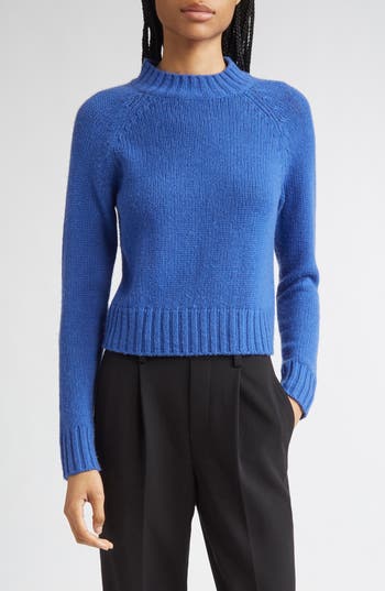 Vince Raglan Sleeve Wool & Cashmere Crewneck Sweater In Blue