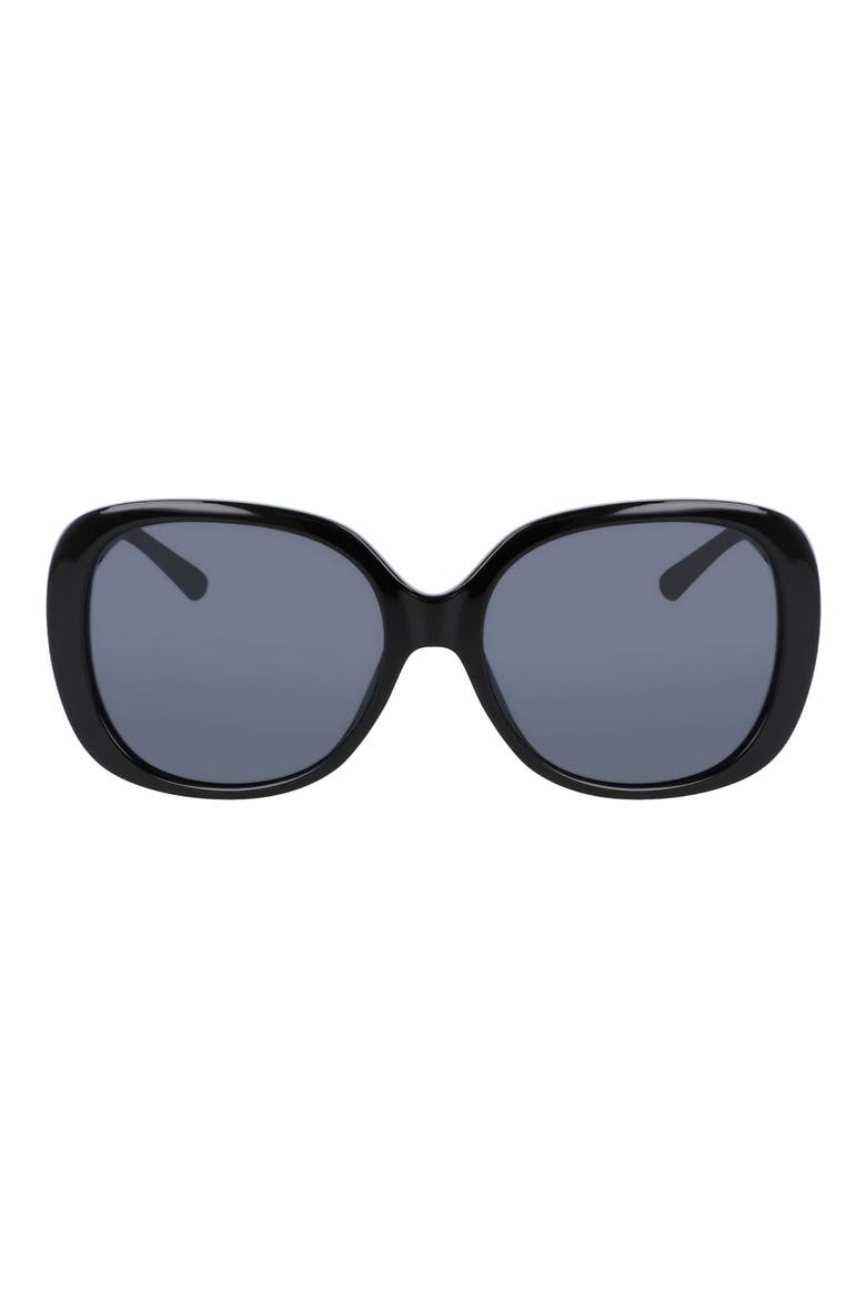 58mm Polarized Round Sunglasses, Main, color, BLACK