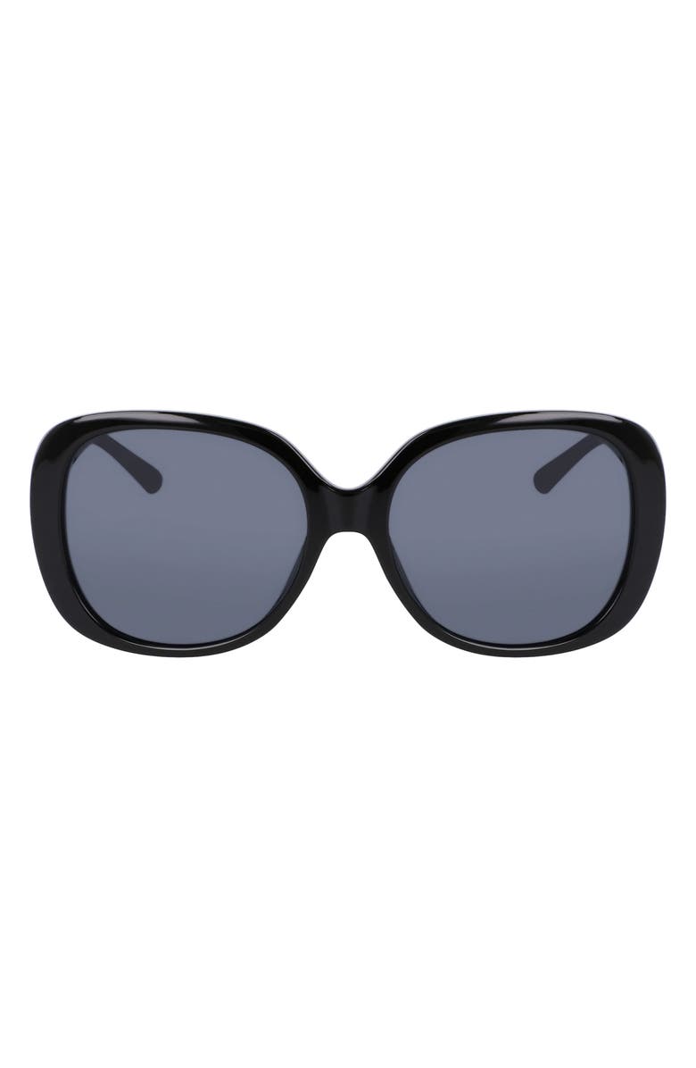 Cole Haan 58mm Polarized Round Sunglasses, Main, color, Black