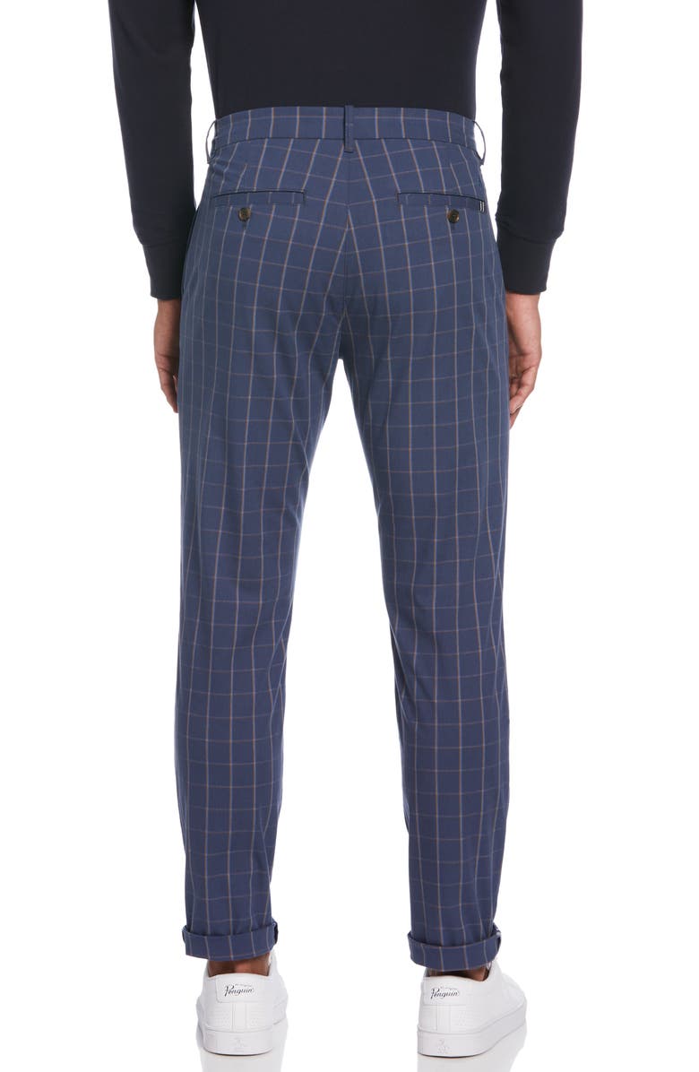 Original Penguin Flat Front Check Stretch Cotton Blend Chinos, Alternate, color, 