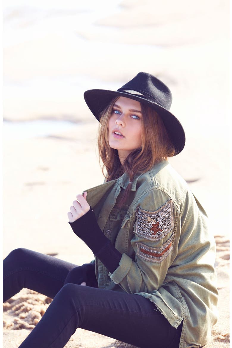 Embellished Military Shirt Jacket, Alternate, color, OLIVE