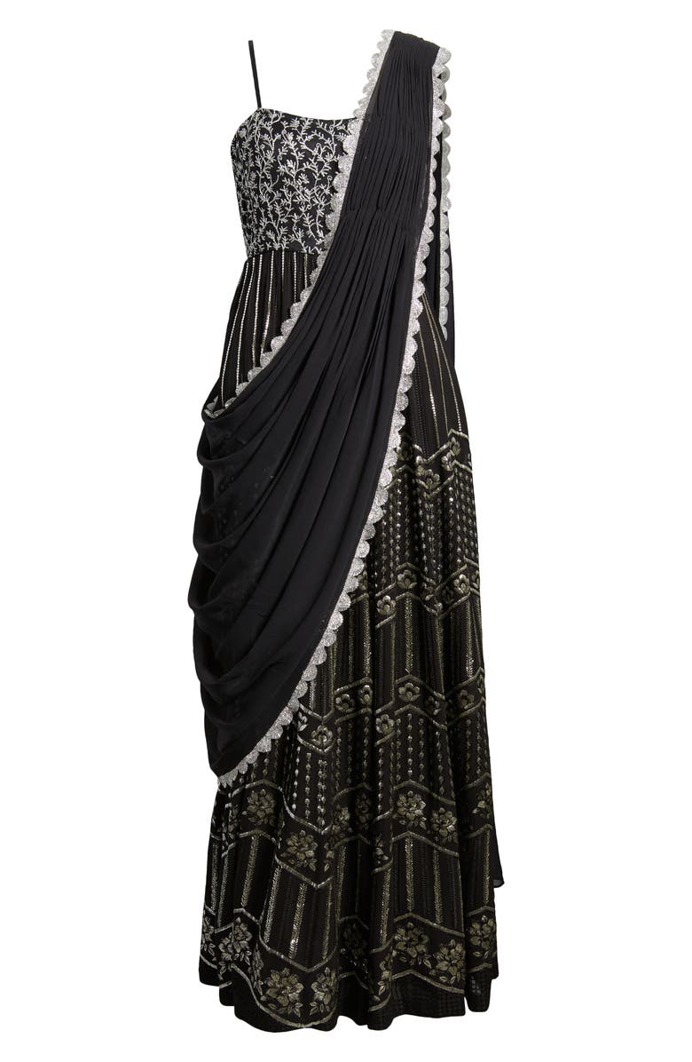 Sani Anjali Metallic Embroidered Anarkali with Dupatta, Alternate, color,