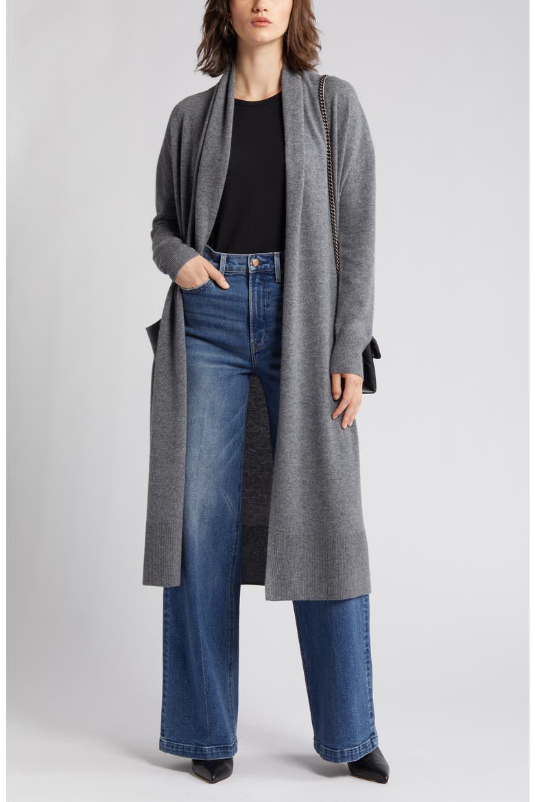 Wool & Cashmere Cardigan, Main, color, GREY DARK HEATHER