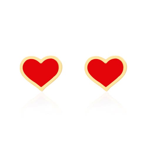 The Lovery Fine Jewelry Large Coral Heart Stud Earrings In Red