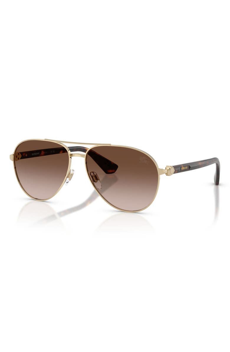 Burberry 59mm Gradient Pilot Sunglasses, Alternate, color, Light Gold / Brown Gradient